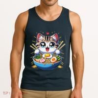 Kawaii Cat Japanese Anime Manga Cat Ramen Tank Top thumb 3