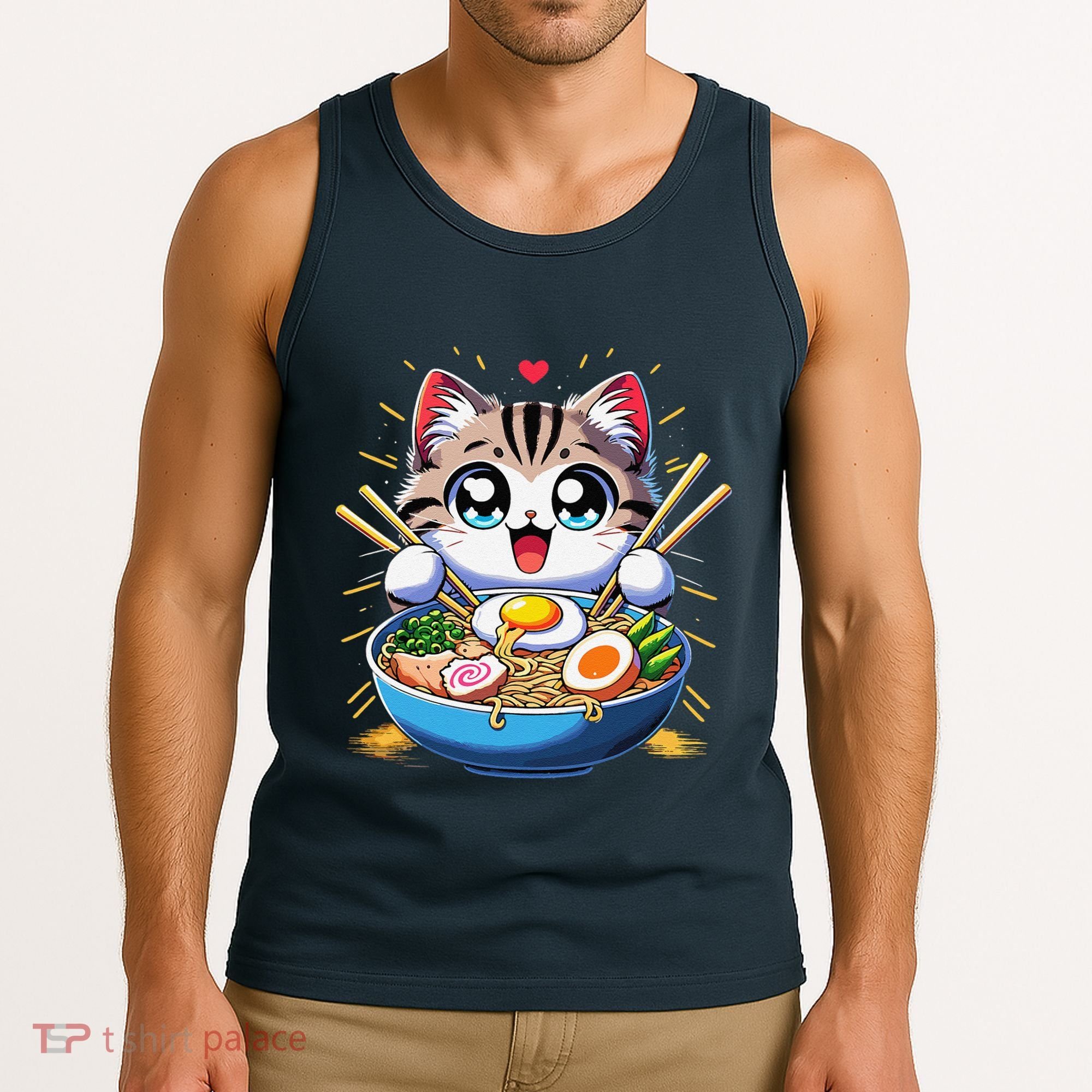 Kawaii Cat Japanese Anime Manga Cat Ramen Tank Top