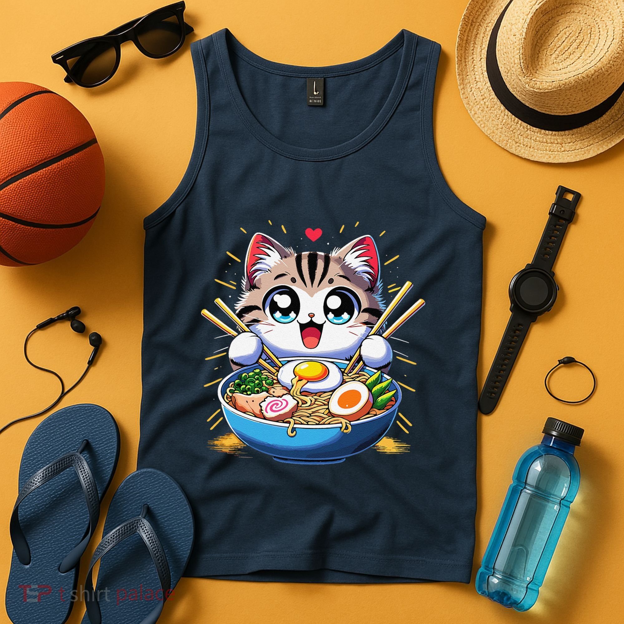 Kawaii Cat Japanese Anime Manga Cat Ramen Tank Top