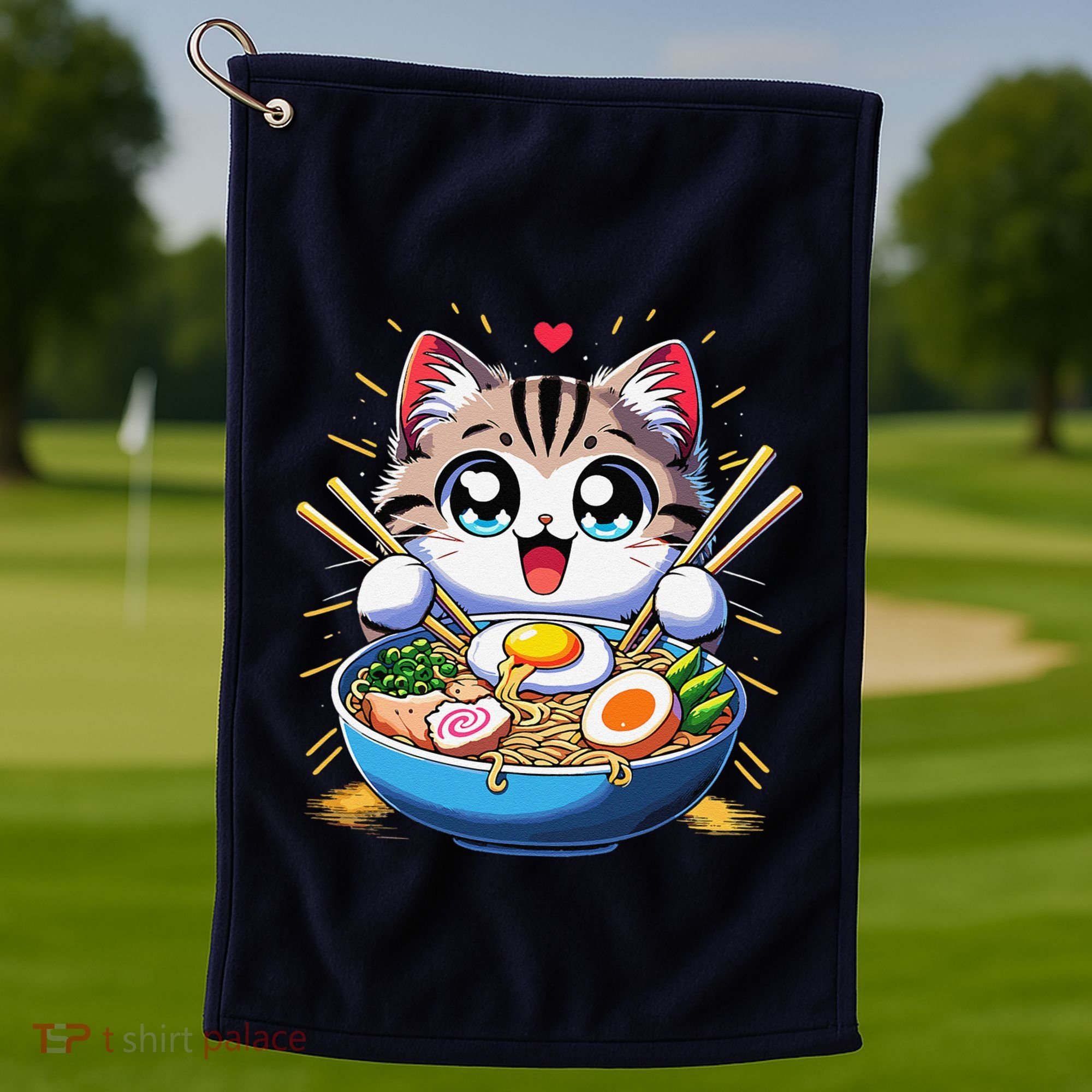 Kawaii Cat Japanese Anime Manga Cat Ramen Golf Towel