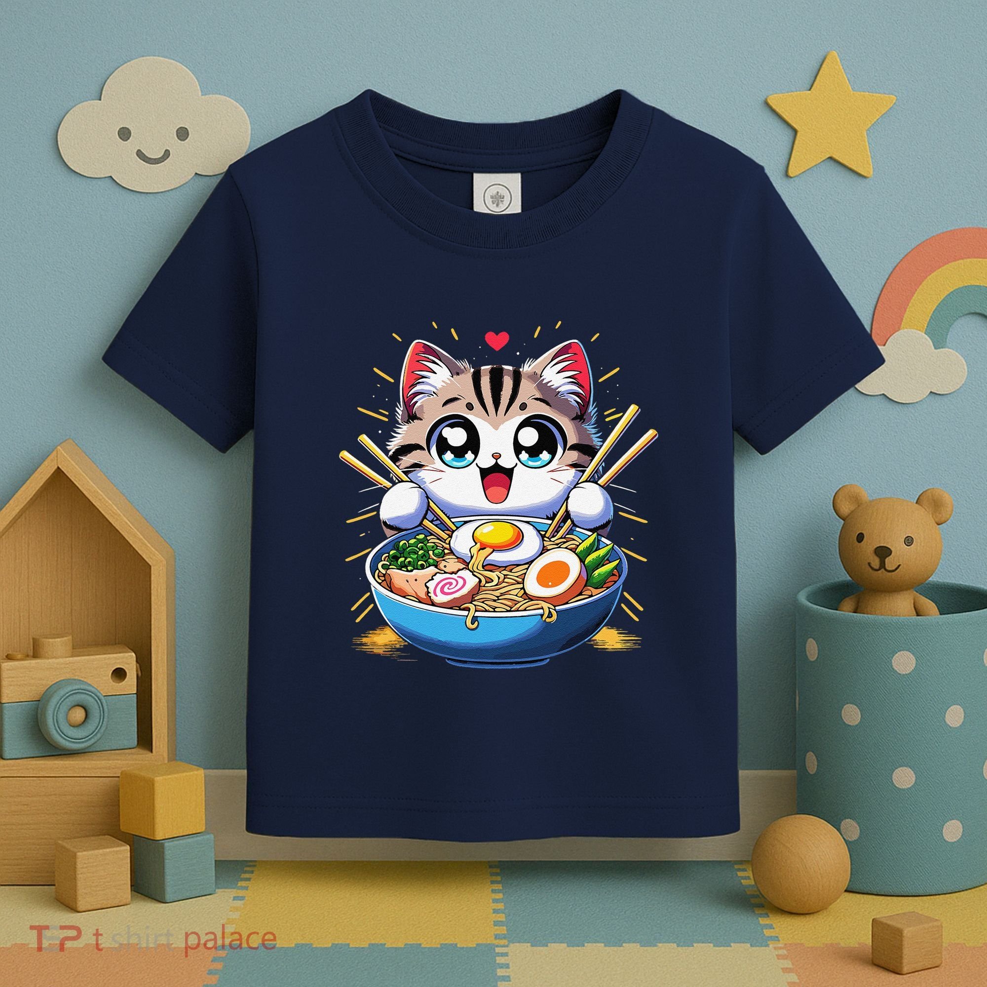 Kawaii Cat Japanese Anime Manga Cat Ramen Toddler T-Shirt
