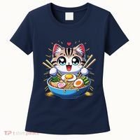 Kawaii Cat Japanese Anime Manga Cat Ramen Women's T-Shirt thumb 0