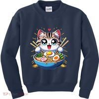 Kawaii Cat Japanese Anime Manga Cat Ramen Kids Sweatshirt thumb 0