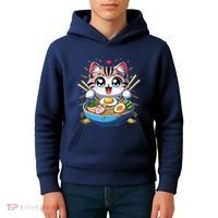 Kawaii Cat Japanese Anime Manga Cat Ramen Kids Hoodie thumb 4
