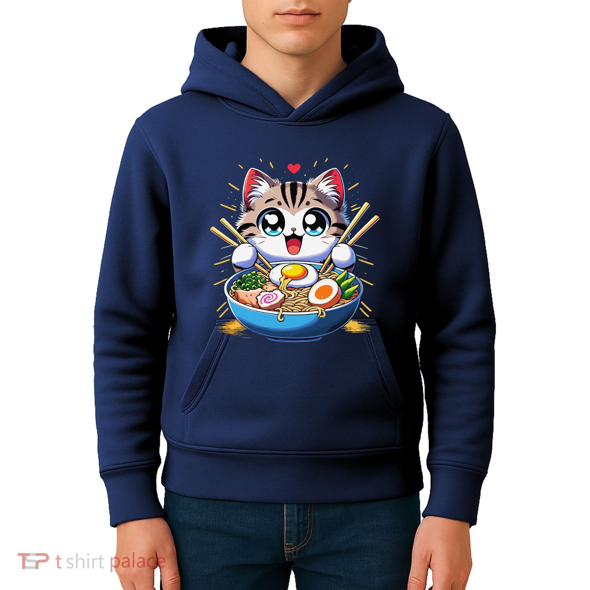 Kawaii Cat Japanese Anime Manga Cat Ramen Kids Hoodie