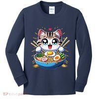 Kawaii Cat Japanese Anime Manga Cat Ramen Kids Long Sleeve Shirt thumb 0