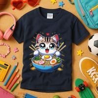 Kawaii Cat Japanese Anime Manga Cat Ramen Kids T-Shirt thumb 3