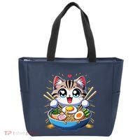 Kawaii Cat Japanese Anime Manga Cat Ramen Tote Bag thumb 0