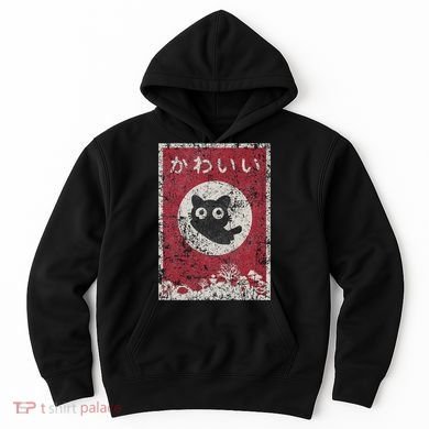 Kawaii Cat Japanese Black Anime Cat Hoodie