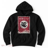 Kawaii Cat Japanese Black Anime Cat Hoodie thumb 0