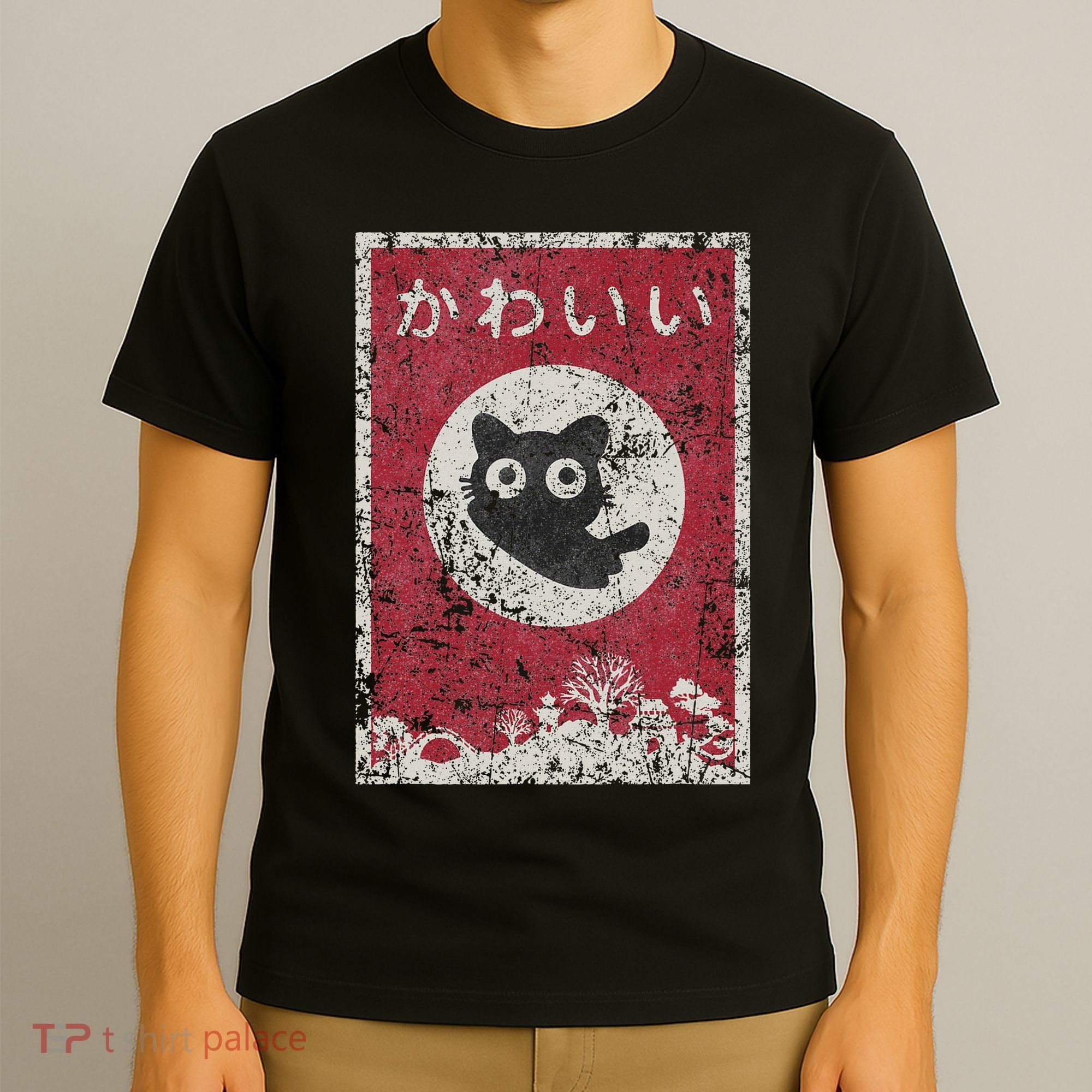 Kawaii Cat Japanese Black Anime Cat T-Shirt