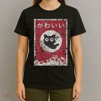 Kawaii Cat Japanese Black Anime Cat T-Shirt thumb 4