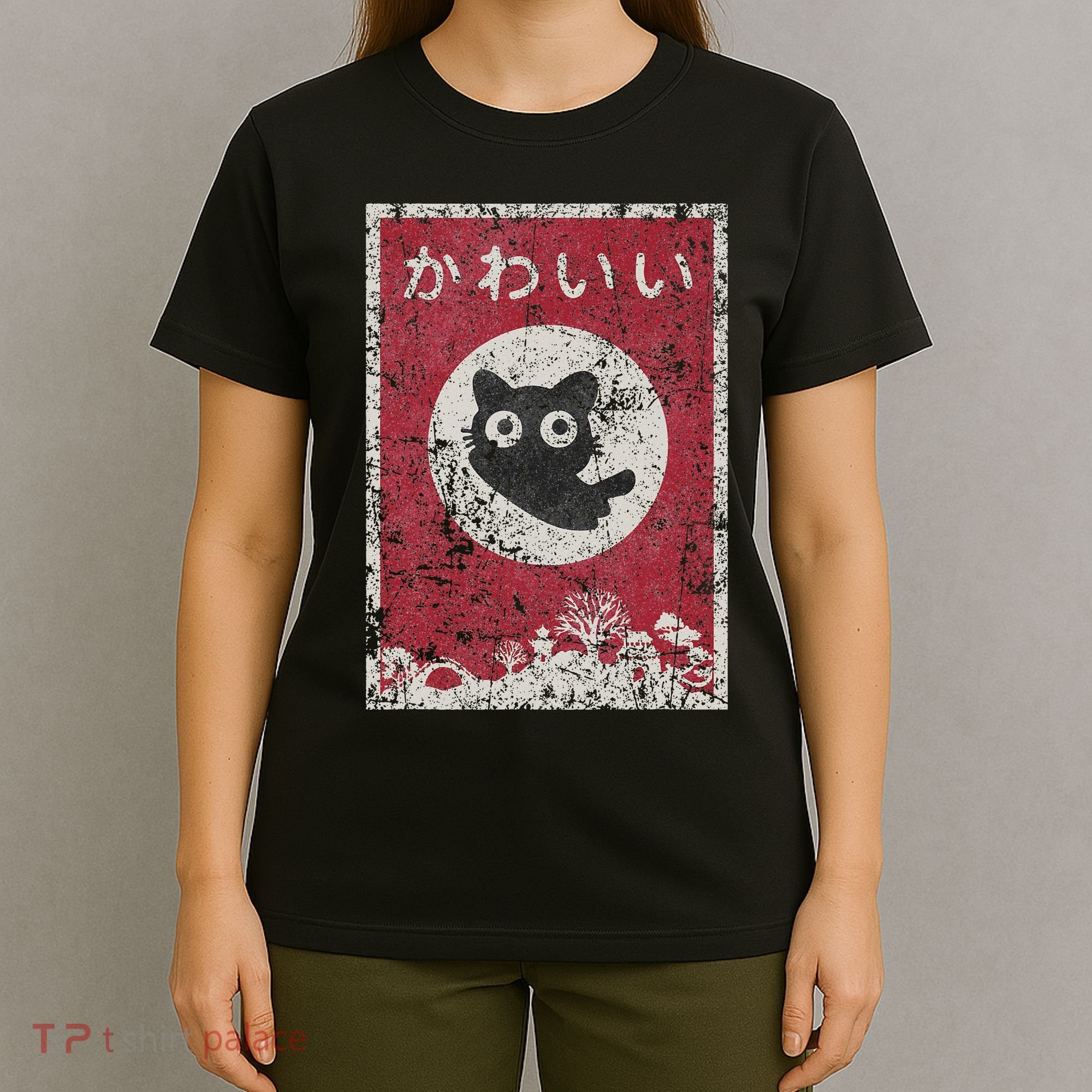 Kawaii Cat Japanese Black Anime Cat T-Shirt