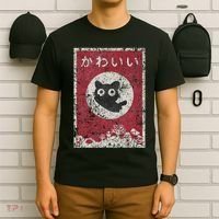 Kawaii Cat Japanese Black Anime Cat T-Shirt thumb 6