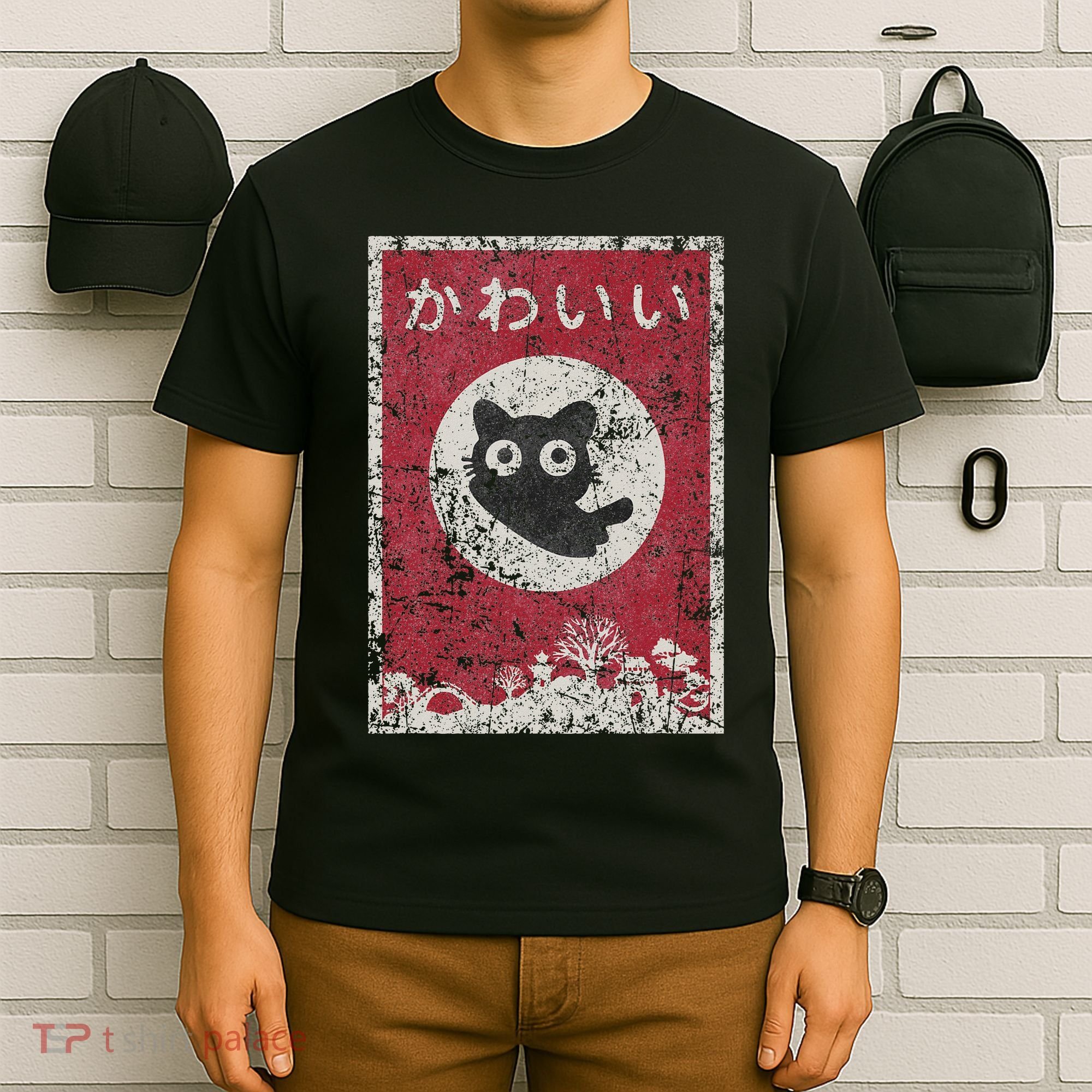 Kawaii Cat Japanese Black Anime Cat T-Shirt