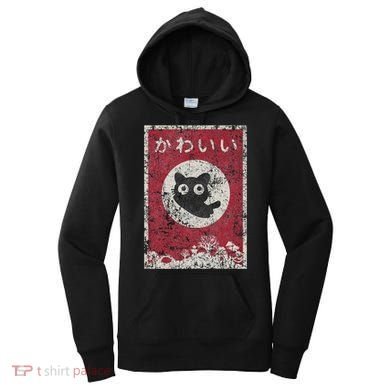 Kawaii Cat Japanese Black Anime Cat Women's Hoodie