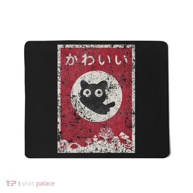 Kawaii Cat Japanese Black Anime Cat Mousepad