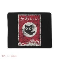Kawaii Cat Japanese Black Anime Cat Mousepad thumb 0