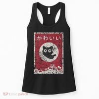 Kawaii Cat Japanese Black Anime Cat Women's Tank Top thumb 0