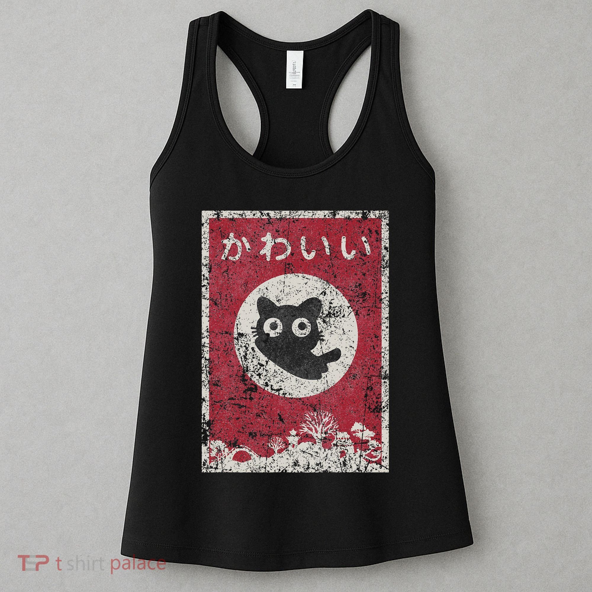 Kawaii Cat Japanese Black Anime Cat Women's Tank Top