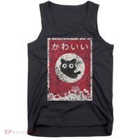 Kawaii Cat Japanese Black Anime Cat Tank Top thumb 0