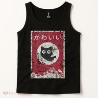 Kawaii Cat Japanese Black Anime Cat Tank Top thumb 2