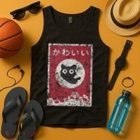 Kawaii Cat Japanese Black Anime Cat Tank Top thumb 4