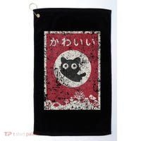 Kawaii Cat Japanese Black Anime Cat Golf Towel thumb 0