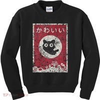 Kawaii Cat Japanese Black Anime Cat Kids Sweatshirt thumb 0