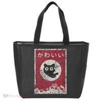 Kawaii Cat Japanese Black Anime Cat Tote Bag thumb 0
