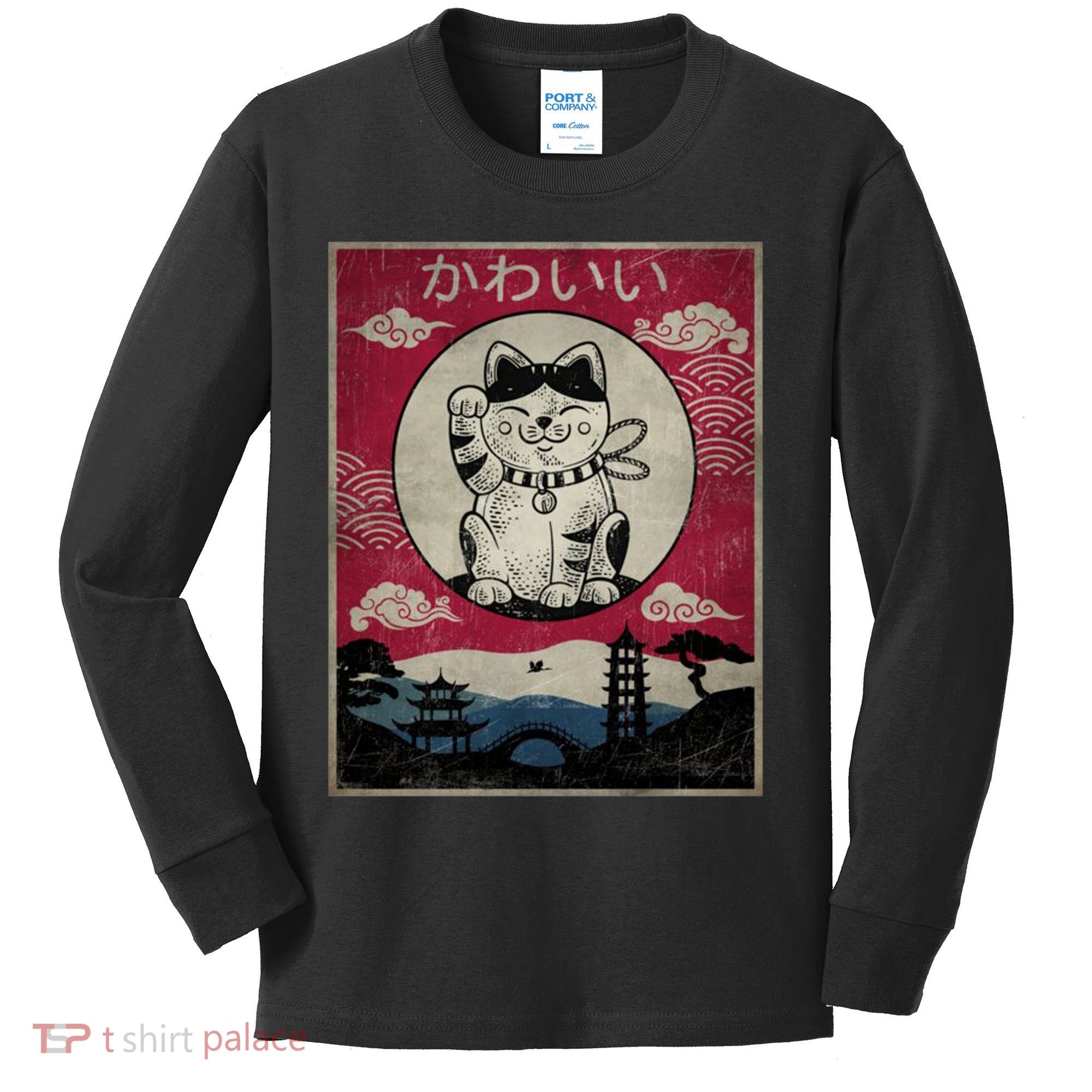 Kawaii Cat Japanese Kids Long Sleeve Shirt