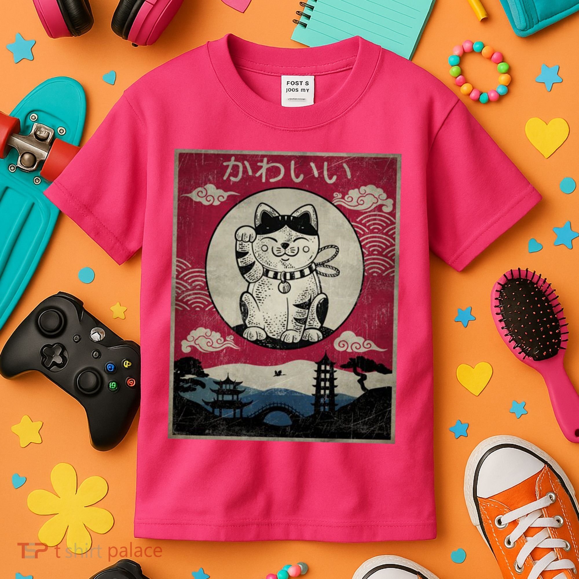 Kawaii Cat Japanese Kids T-Shirt