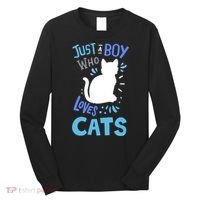 Kids Cat Just A Boy Who Loves Cats Gift For Cat Lovers TShirt Long Sleeve Shirt thumb 0
