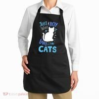 Kids Cat Just A Boy Who Loves Cats Gift For Cat Lovers TShirt Apron thumb 2