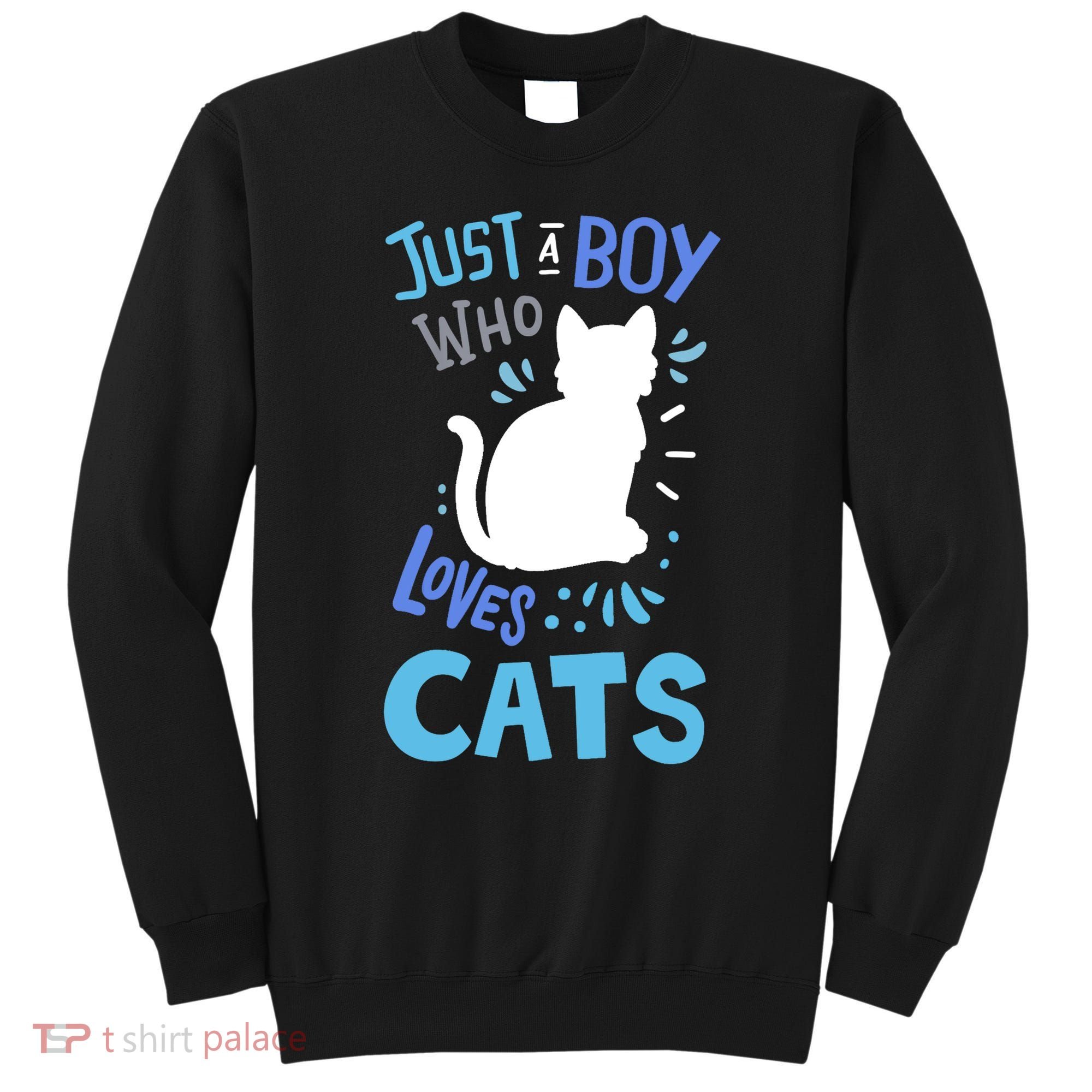 Kids Cat Just A Boy Who Loves Cats Gift For Cat Lovers TShirt Sweatshirt