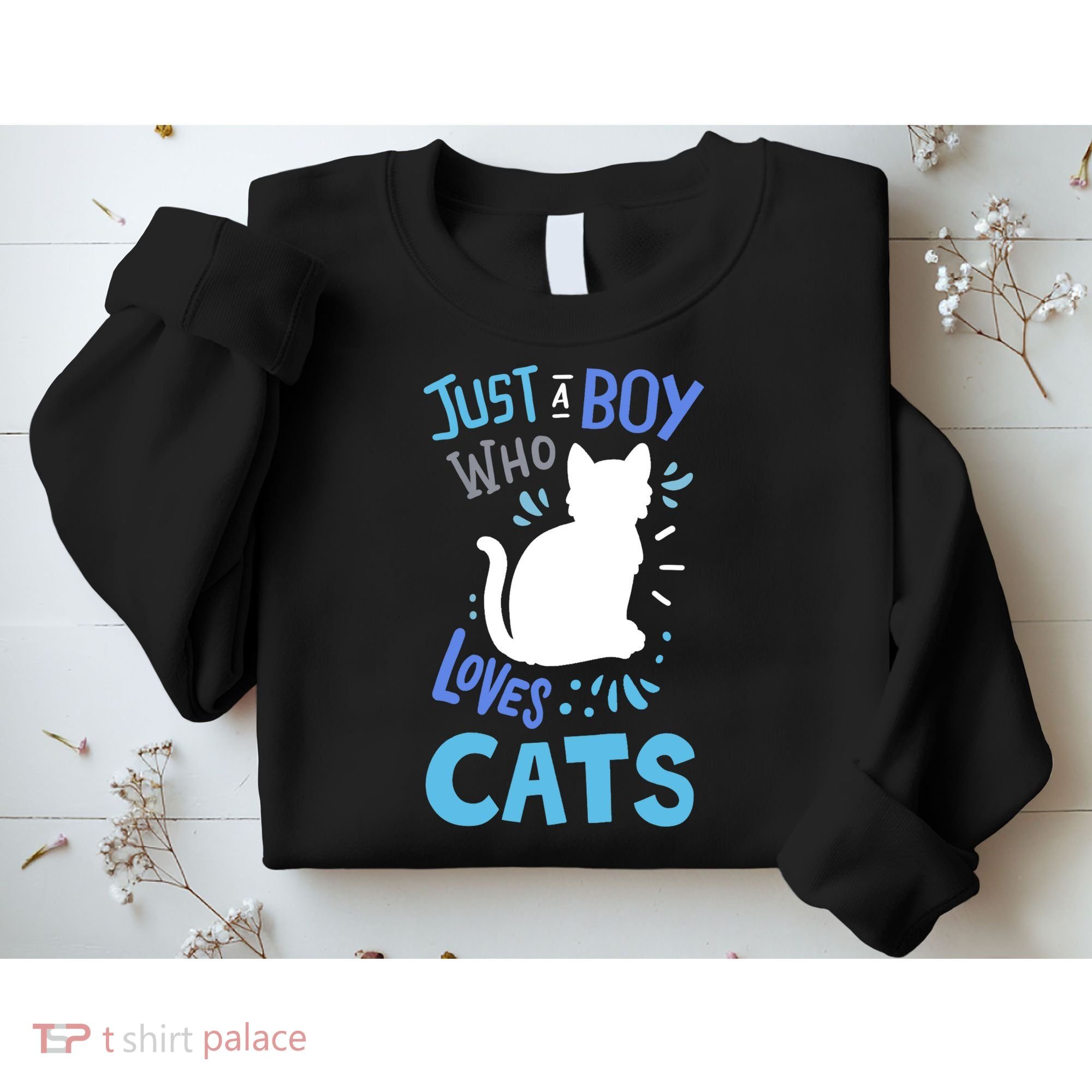 Kids Cat Just A Boy Who Loves Cats Gift For Cat Lovers TShirt Sweatshirt