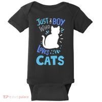 Kids Cat Just A Boy Who Loves Cats Gift For Cat Lovers TShirt Baby Bodysuit thumb 0