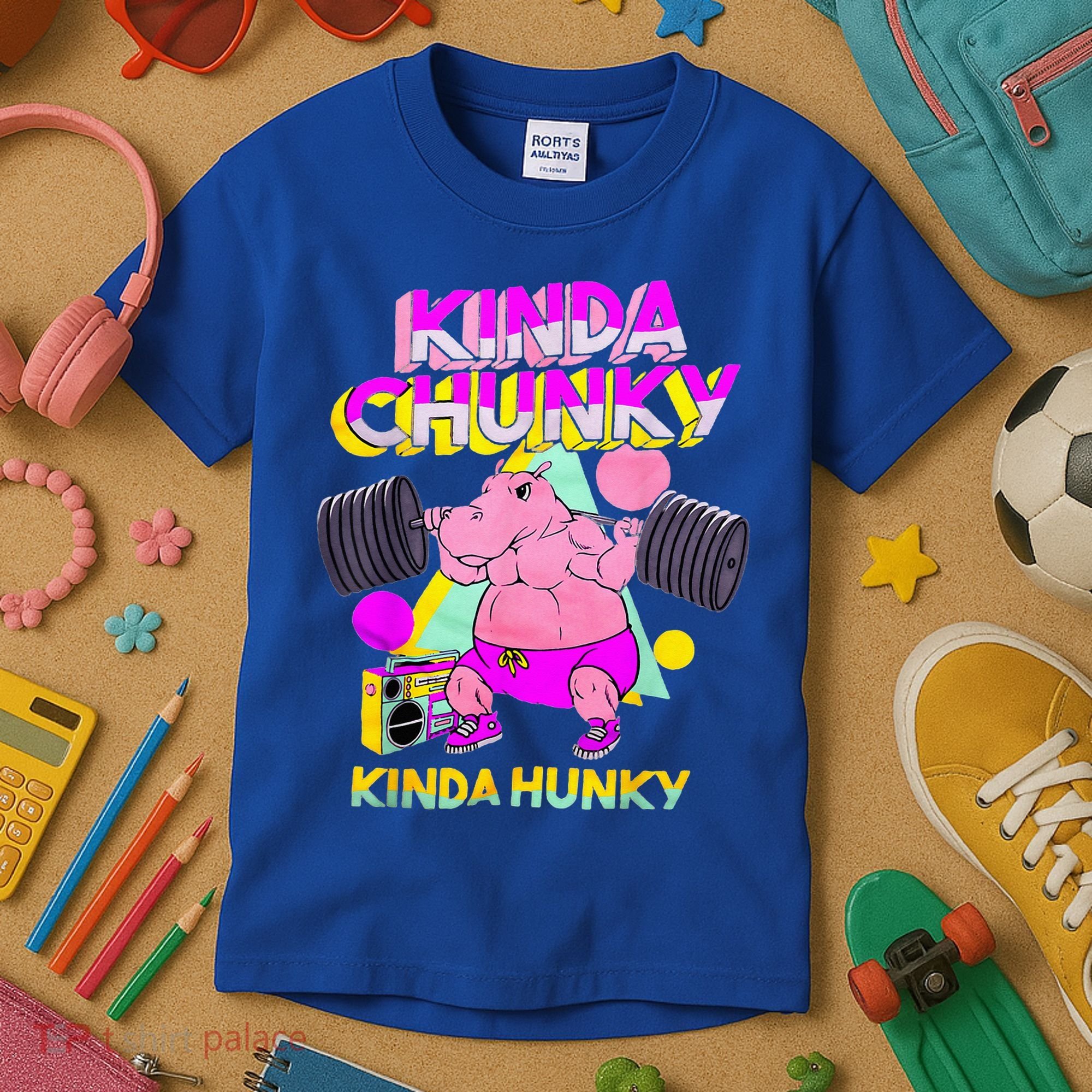 Kinda Chunky Kinda Hunky And Body Building Gym Kids T-Shirt