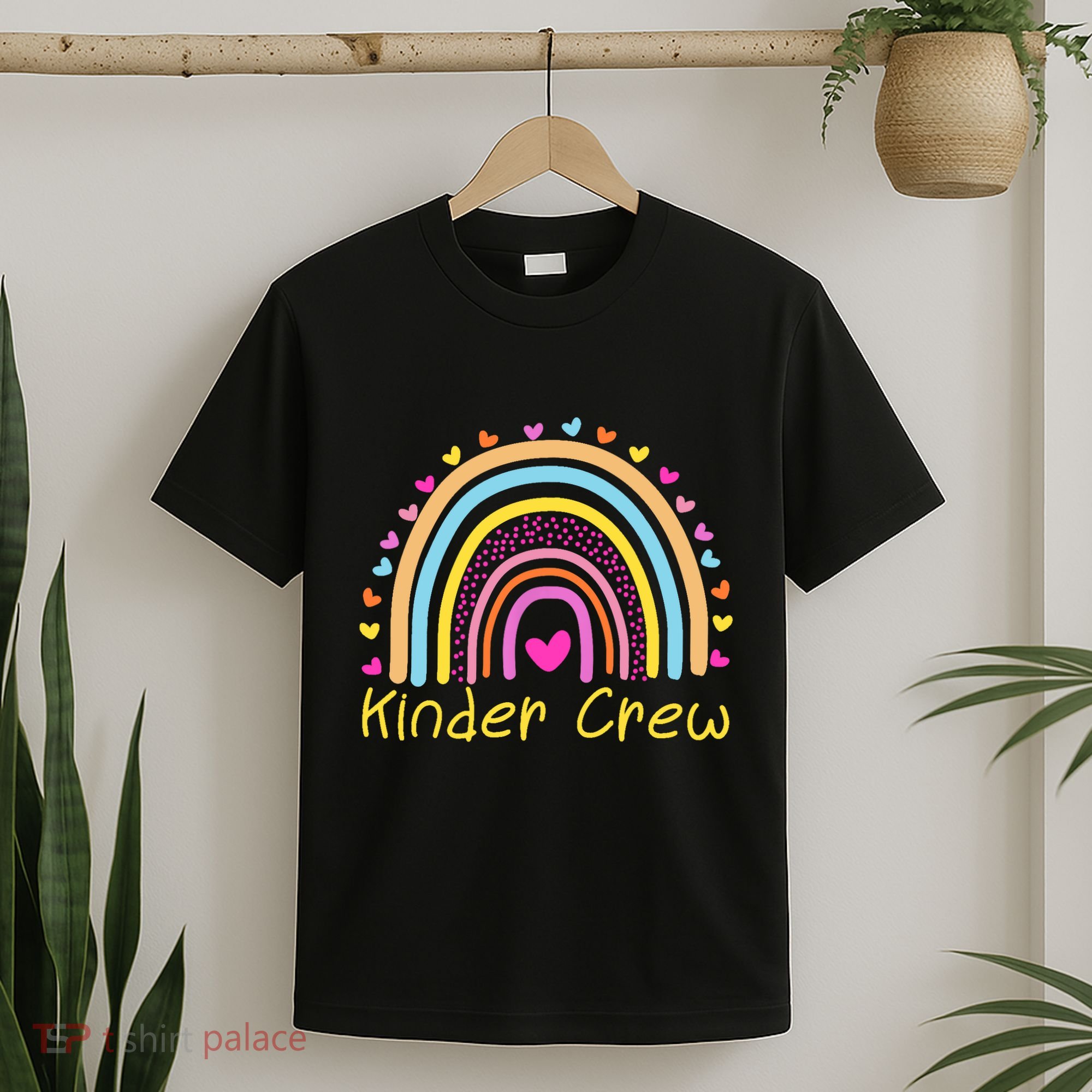 Kinder Crew Kindergarten Teacher Rainbow Heart T-Shirt
