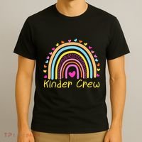 Kinder Crew Kindergarten Teacher Rainbow Heart T-Shirt thumb 3