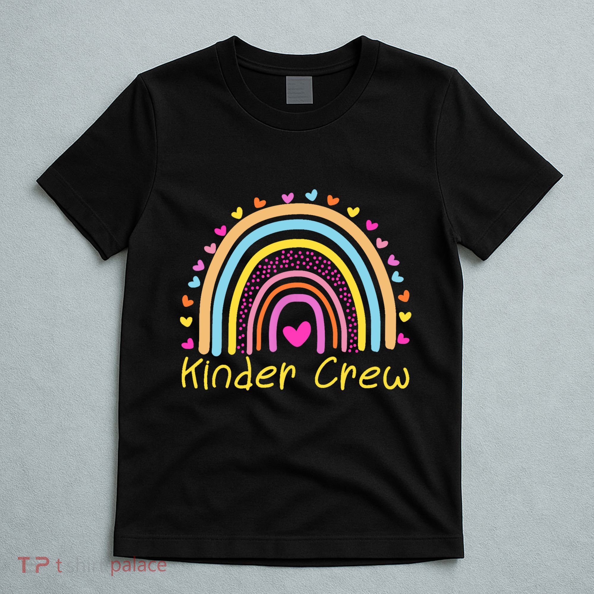 Kinder Crew Kindergarten Teacher Rainbow Heart T-Shirt