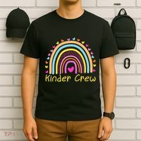 Kinder Crew Kindergarten Teacher Rainbow Heart T-Shirt thumb 6