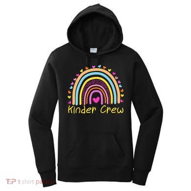 Kinder Crew Kindergarten Teacher Rainbow Heart Women's Hoodie