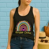 Kinder Crew Kindergarten Teacher Rainbow Heart Women's Tank Top thumb 2