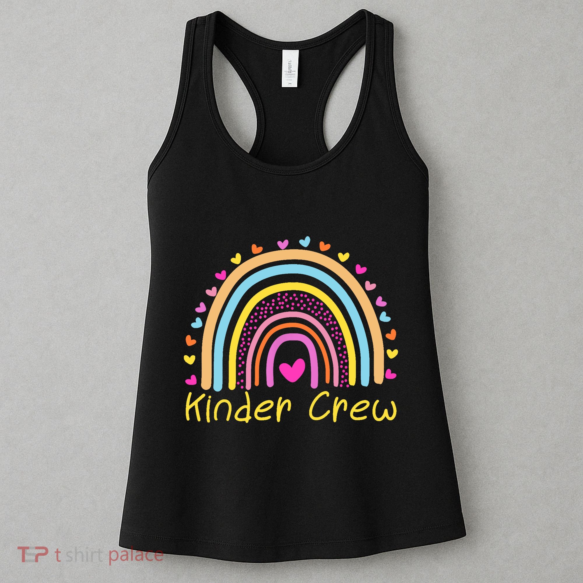 Kinder Crew Kindergarten Teacher Rainbow Heart Women's Tank Top
