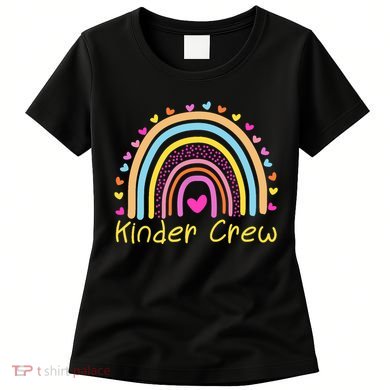 Kinder Crew Kindergarten Teacher Rainbow Heart Women's T-Shirt
