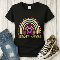 Kinder Crew Kindergarten Teacher Rainbow Heart Women's T-Shirt thumb 3