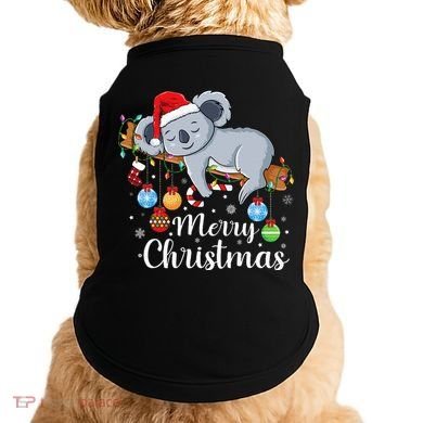 Koalalala Cute Koala Bear santa hat funny Christmas koala Doggie Tank