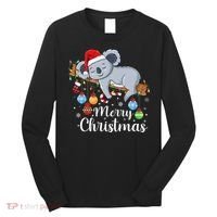Koalalala Cute Koala Bear santa hat funny Christmas koala Long Sleeve Shirt thumb 0