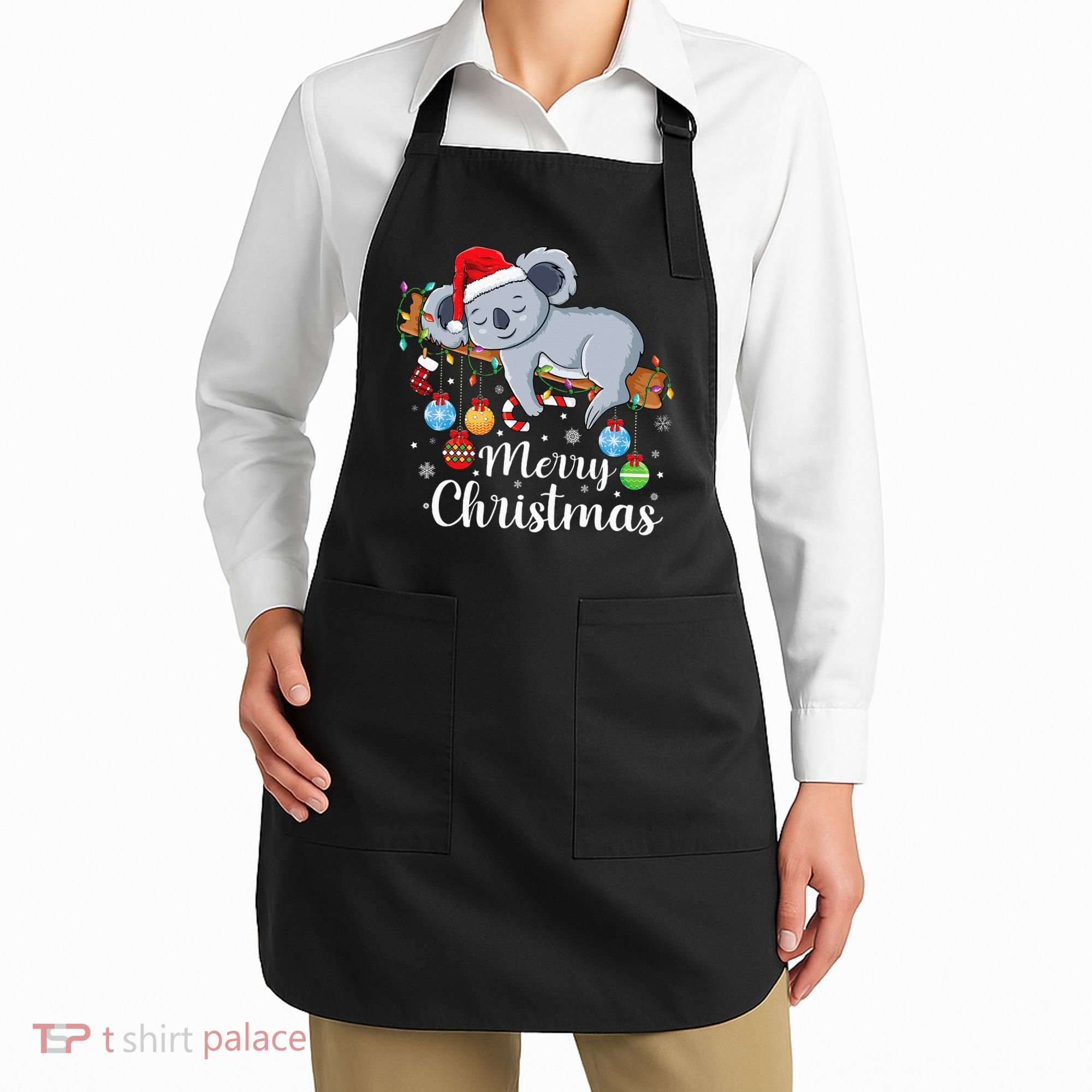 Koalalala Cute Koala Bear santa hat funny Christmas koala Apron